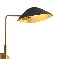 Jade Double Swing Arm Sconce, Matte Black and Antique Brass