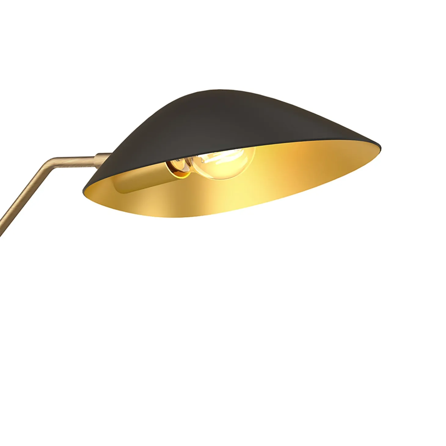 Jade Swing Arm Sconce, Matte Black and Antique Brass
