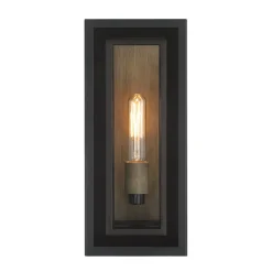 Jaxon Outdoor Wall Light, Matte Black with Brass Accents