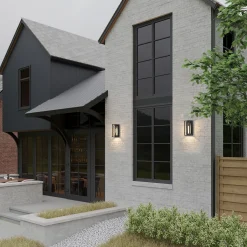 Jaxon Outdoor Wall Light, Matte Black with Brass Accents