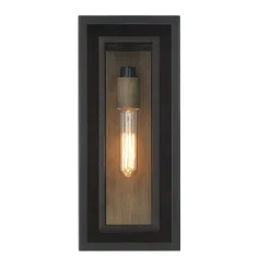 Jaxon Outdoor Wall Light, Matte Black with Brass Accents