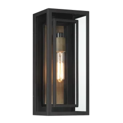 Jaxon Outdoor Wall Light, Matte Black with Brass Accents
