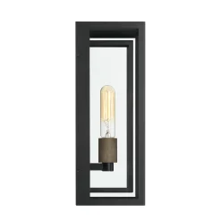 Jaxon Outdoor Wall Light, Matte Black with Brass Accents