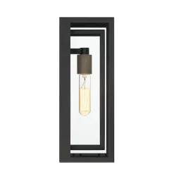 Jaxon Outdoor Wall Light, Matte Black with Brass Accents