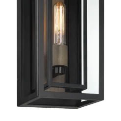 Jaxon Outdoor Wall Light, Matte Black with Brass Accents