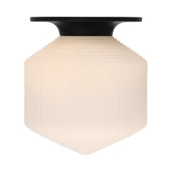 Jules Glass Flush Mount, Matte Black with Opal Glass