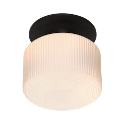 Jules Glass Flush Mount, Matte Black with Opal Glass