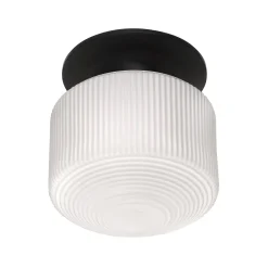 Jules Glass Flush Mount, Matte Black with Opal Glass