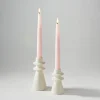 June Porcelain Taper Candle Holders, Set of 2, Matte Ivory