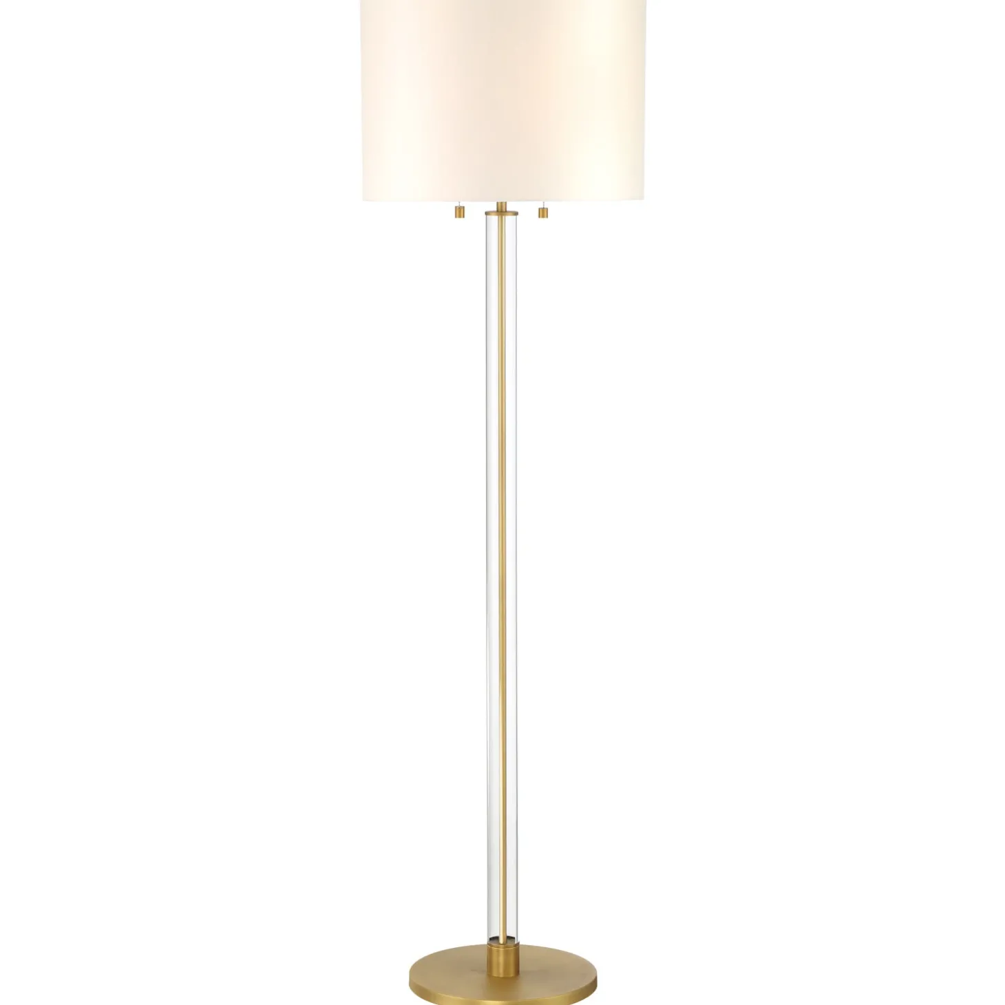 Laurel Glass Cylinder Floor Lamp, Satin Brass