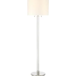 Laurel Glass Cylinder Floor Lamp, Polished Nickel