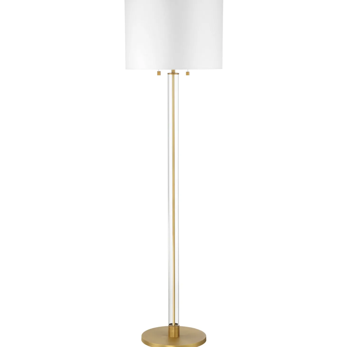 Laurel Glass Cylinder Floor Lamp, Satin Brass