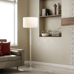 Laurel Glass Cylinder Floor Lamp, Polished Nickel