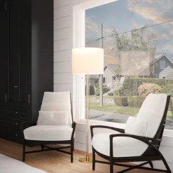 Laurel Glass Cylinder Floor Lamp, Satin Brass