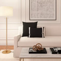 Laurel Glass Cylinder Floor Lamp, Satin Brass