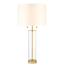Laurel Glass Cylinder Table Lamp, Satin Brass