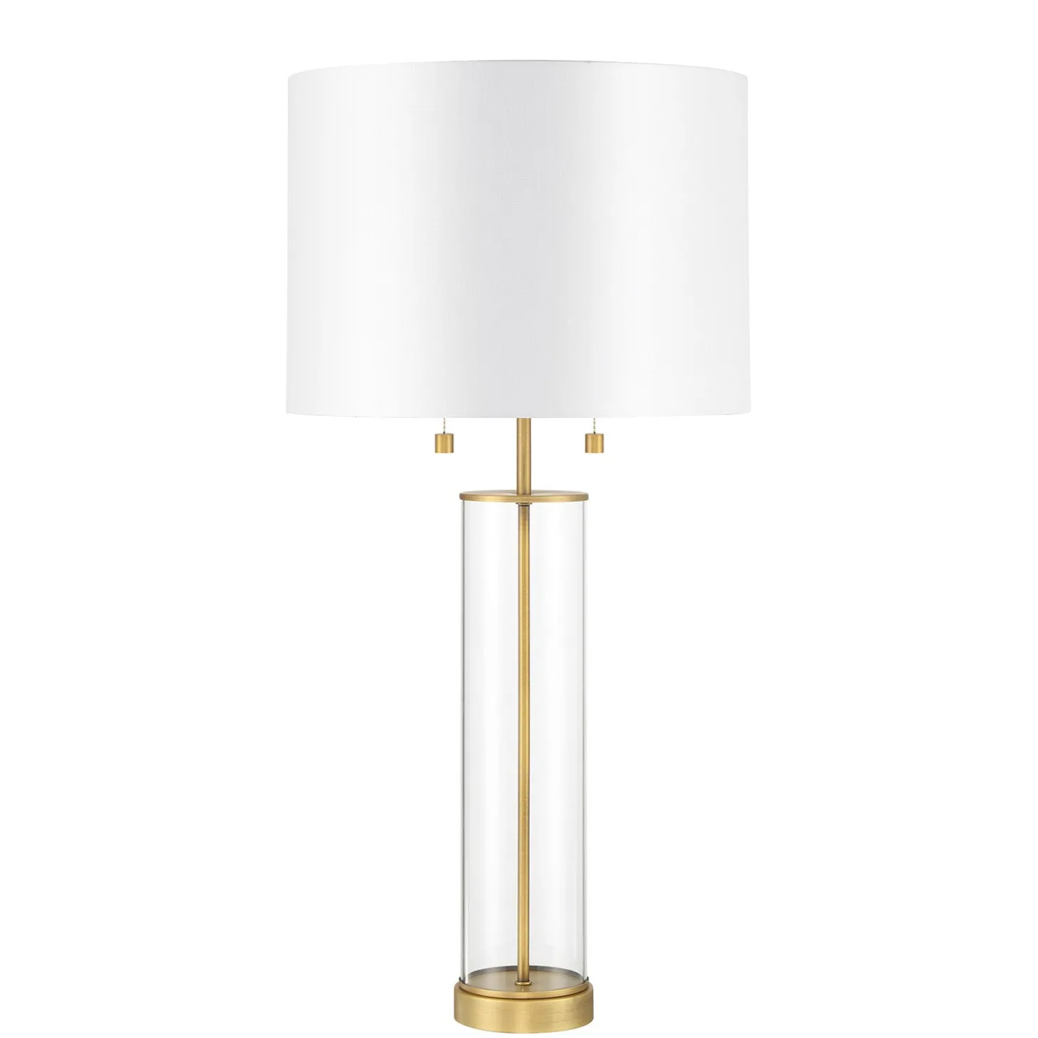 Laurel Glass Cylinder Table Lamp, Satin Brass