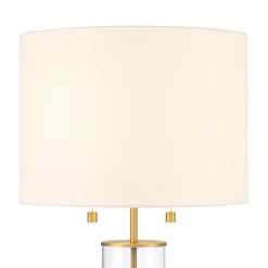 Laurel Glass Cylinder Table Lamp, Satin Brass