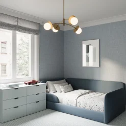 Levi 4-Globe LED Chandelier, Aged Brass