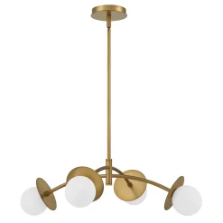 Levi 4-Globe LED Chandelier, Aged Brass