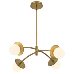 Levi 4-Globe LED Chandelier, Aged Brass