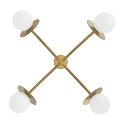 Levi 4-Globe LED Chandelier, Aged Brass