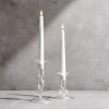 Lily Glass Candle Holders, Clear, Set of 2