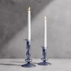 Lily Glass Candle Holders, Dusty Blue, Set of 2