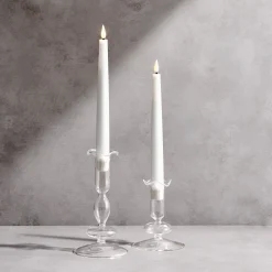 Lily Glass Candle Holders, Clear, Set of 2