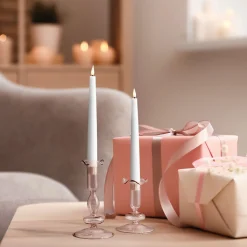 Lily Glass Candle Holders, Blush, Set of 2