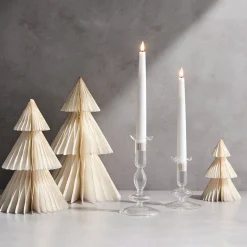 Lily Glass Candle Holders, Clear, Set of 2