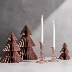 Lily Glass Candle Holders, Blush, Set of 2