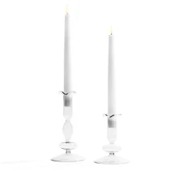 Lily Glass Candle Holders, Clear, Set of 2