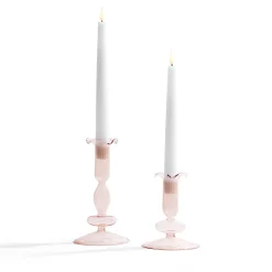 Lily Glass Candle Holders, Blush, Set of 2