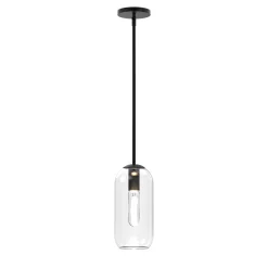 Liv 11" Clear Capsule Pendant, Matte Black