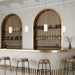 Liv 11" Opal Capsule Pendant, Satin Brass