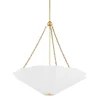Liza Linen Pendant Light, White and Aged Brass