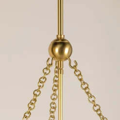 Liza Linen Pendant Light, White and Aged Brass