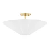 Liza Linen Semi-Flush Mount, White and Aged Brass