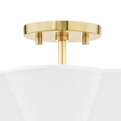 Liza Linen Semi-Flush Mount, White and Aged Brass