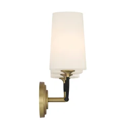 Logan 3 Light Vanity, Black and Brushed Brass