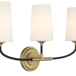 Logan 3 Light Vanity, Black and Brushed Brass