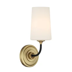 Logan Wall Sconce, Black and Brushed Brass