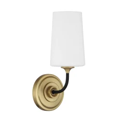 Logan Wall Sconce, Black and Brushed Brass