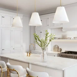 Luca Medium 15" Conical Pendant, Satin Brass