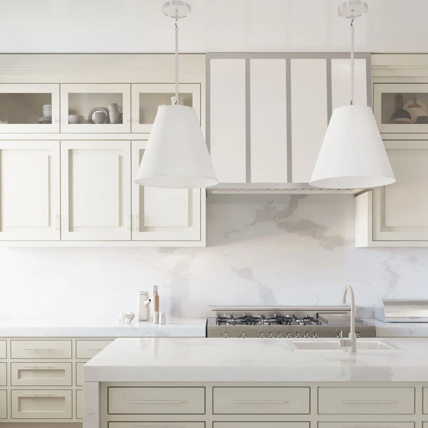 Luca Medium 15" Conical Pendant, Polished Nickel