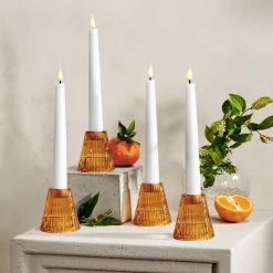 Lucida Reversible Amber Candle Holders, Set of 4