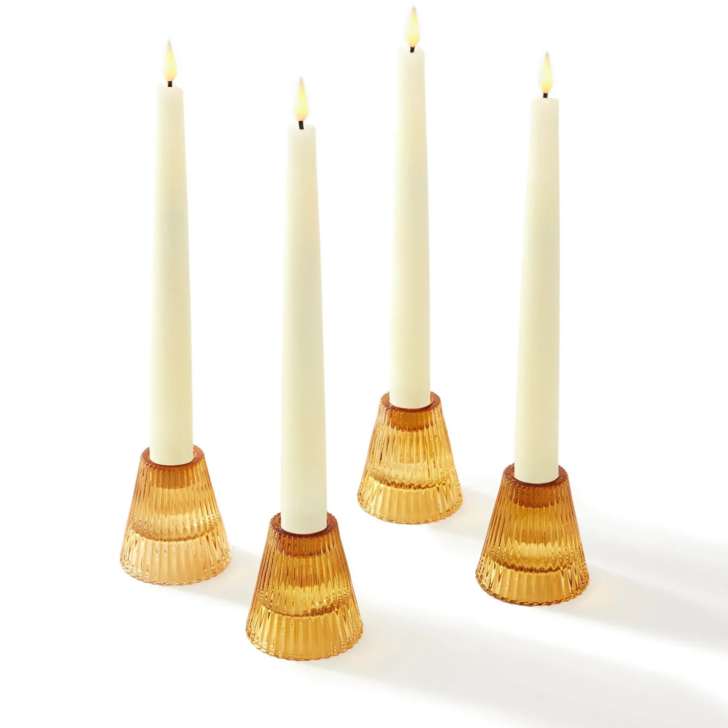 Lucida Reversible Amber Candle Holders, Set of 4