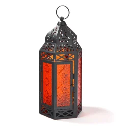 Marrakesh Lantern with String Lights, Red