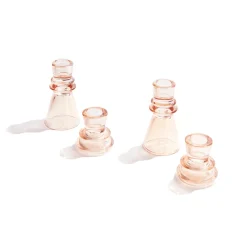 Millie Glass Taper Candle Holders, Set of 4, Blush
